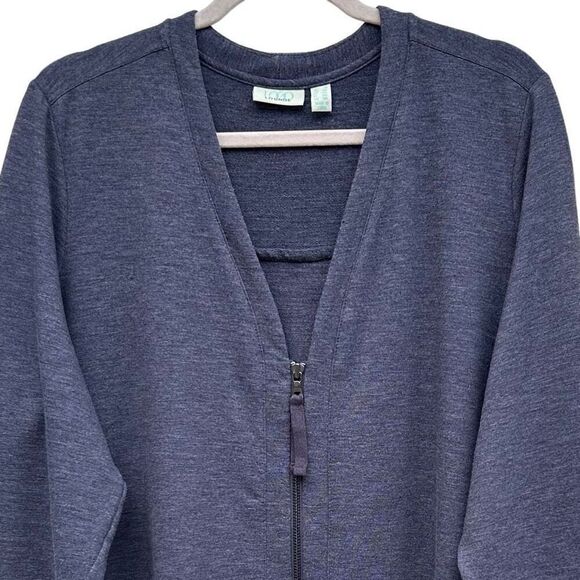 Logo Lounge Tunic Top Women's 2X Purple Zip Up Pockets V-Neck Lovely Lace Back - Picture 3 of 14